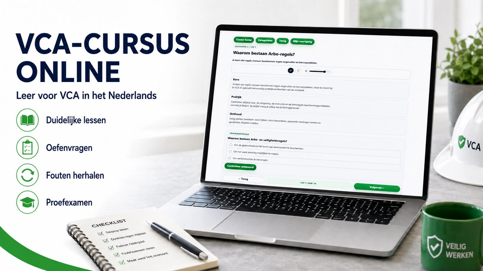 Online VCA-cursus in het Nederlands met lessen en oefenvragen