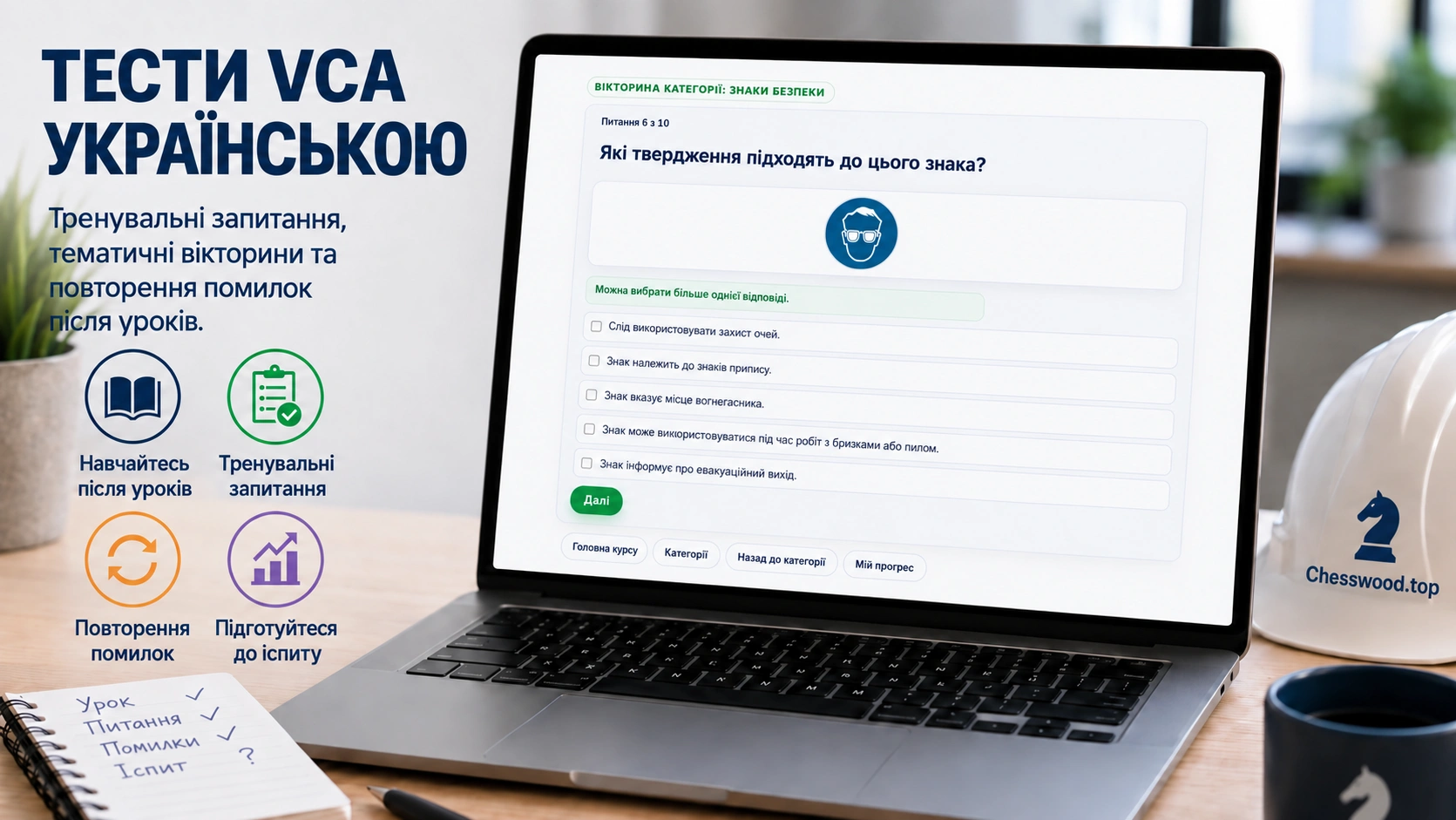 Практичні питання VCA українською — тренувальні питання та тематичні тести